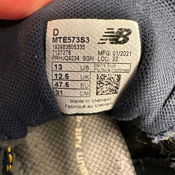 New Balance Shoes Men's 13 573 V3 MTE573S3 Blue Running Sneakers - Picture 8 of 10